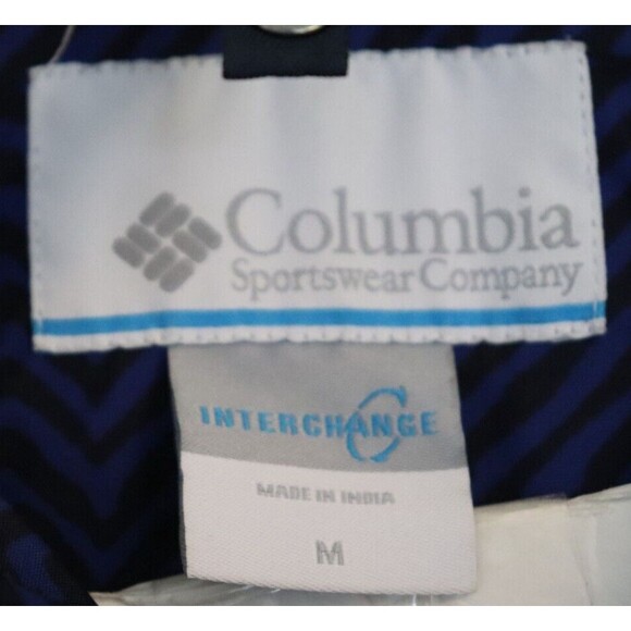 Columbia Jacket Mens Medium Blue Striped Omni‎ Heat Omni Tech Interchange Hooded - Picture 4 of 9